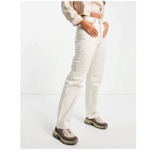 Weekday Denim Rowe organic cotton high waist straight leg jeans in tinted ecru